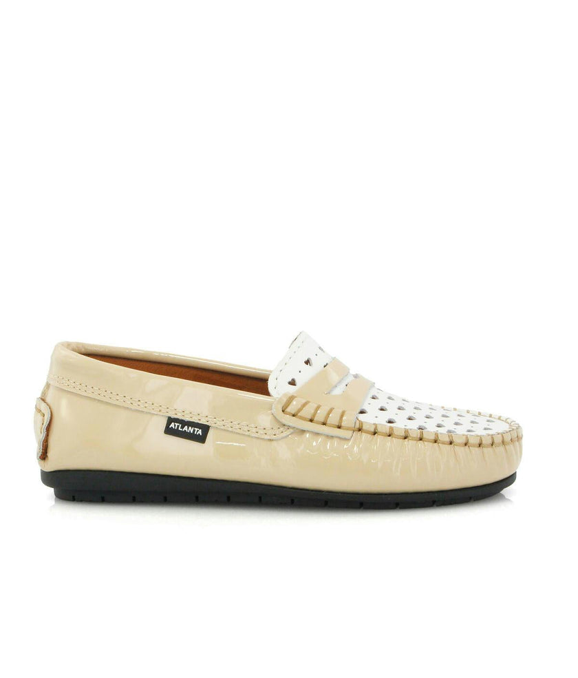 032 Walkers - beige patent with hearts