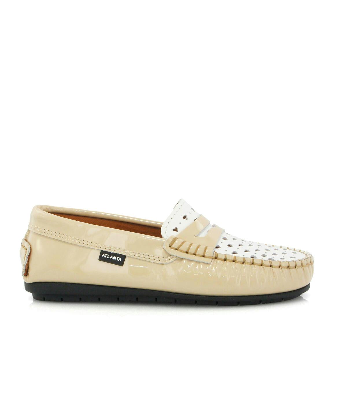 032 Walkers - beige patent with hearts