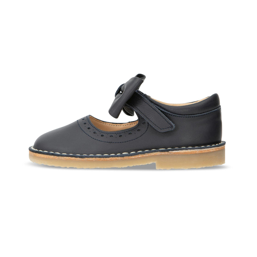 Martha Bow Mary Jane Kids Shoe - Navy Leather