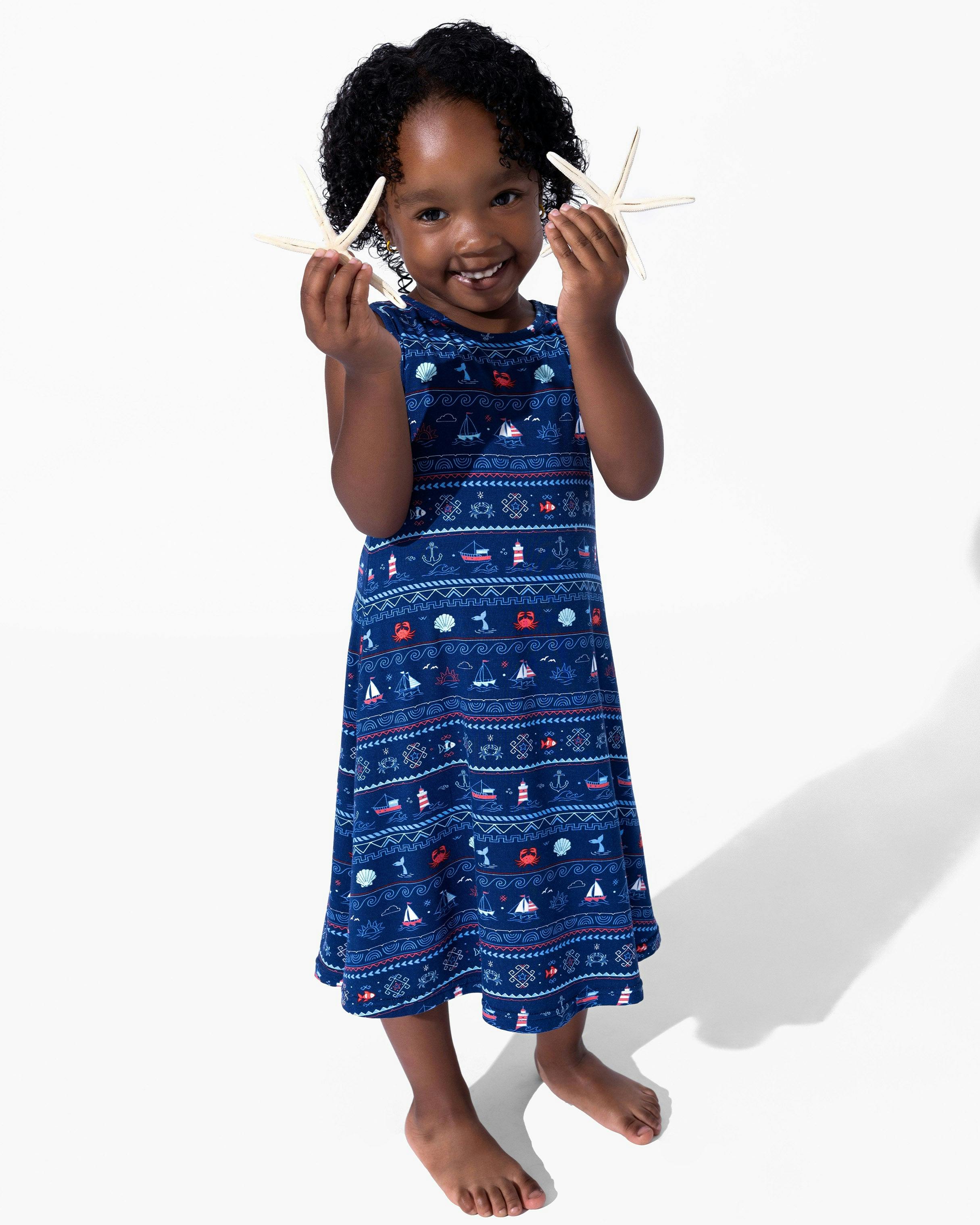 Sail Away Fair Isle Bamboo Girls' Sleeveless Dress