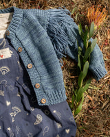 Fringed Cardigan in Luna Blue