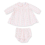 Marnie Rosebud Stripe - Long Sleeve Petal Collar Dress and Bloomer
