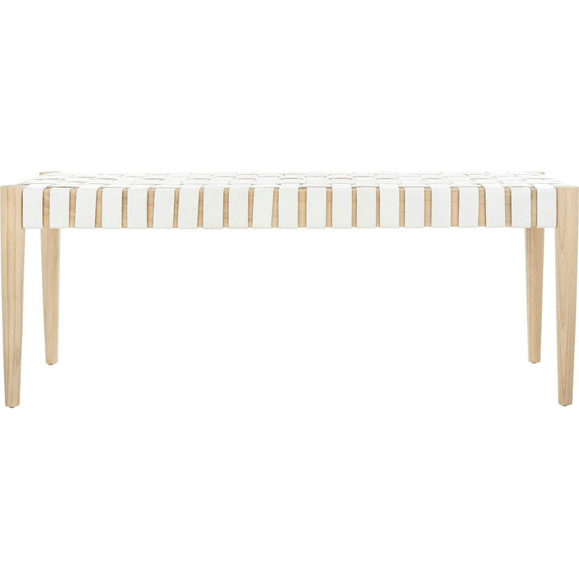 Amalia Leather Weave Bench