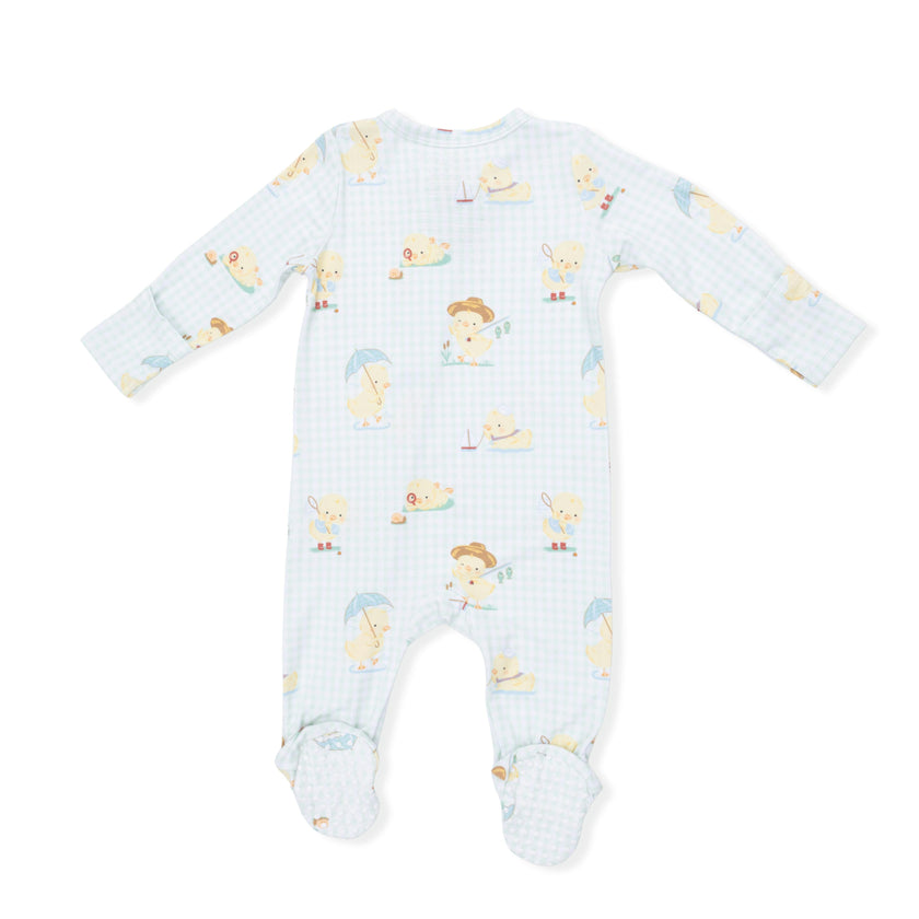 Vintage Spring Ducklings Green - 2 Way Zipper Footie