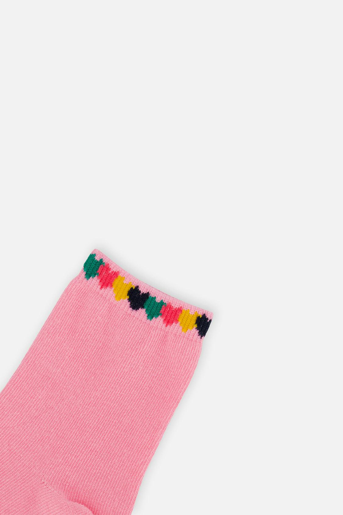 Socks (3 Pairs) Dark Blue, Pink And Beige