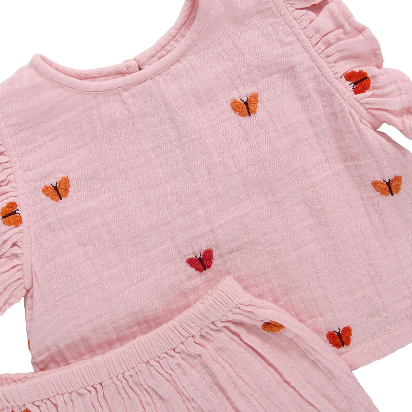 Baby Girls Roey 2-PC Set - Butterfly Embroidery