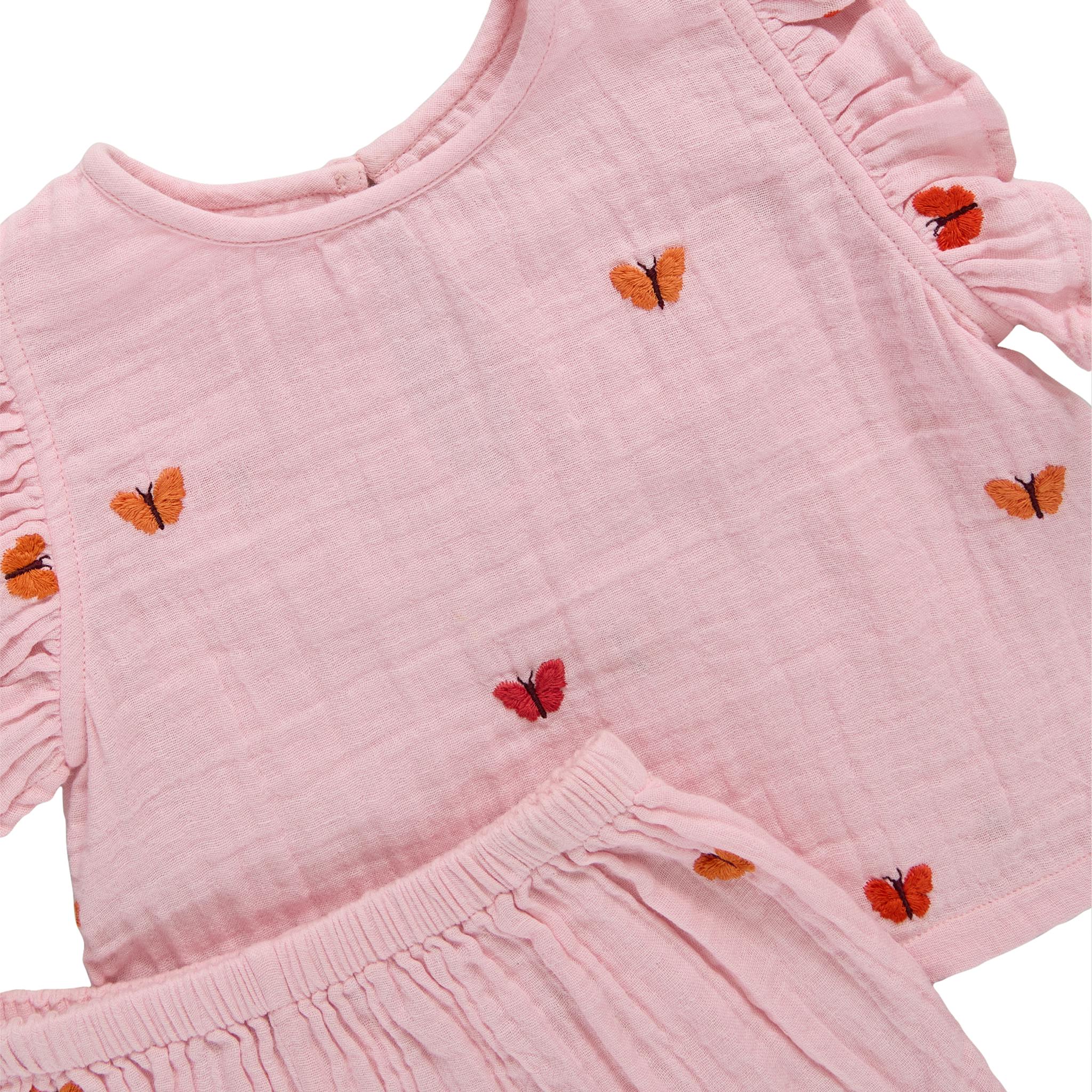 Girls Roey 2-PC Set - Butterfly Embroidery