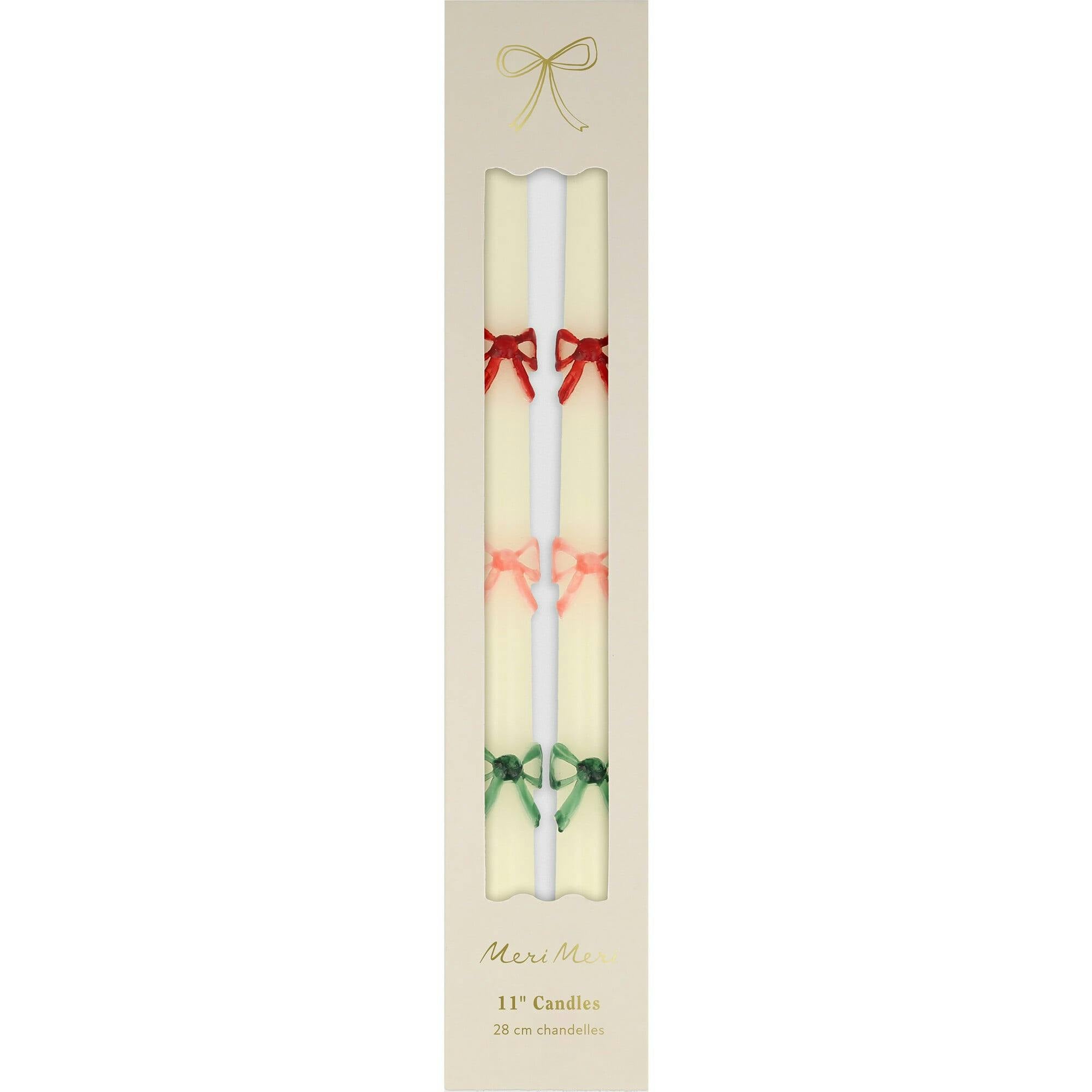 Multi Color Bow Taper Candles