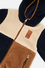 Reversible Mid-Season Jacket Dark Blue, Beige And Brown