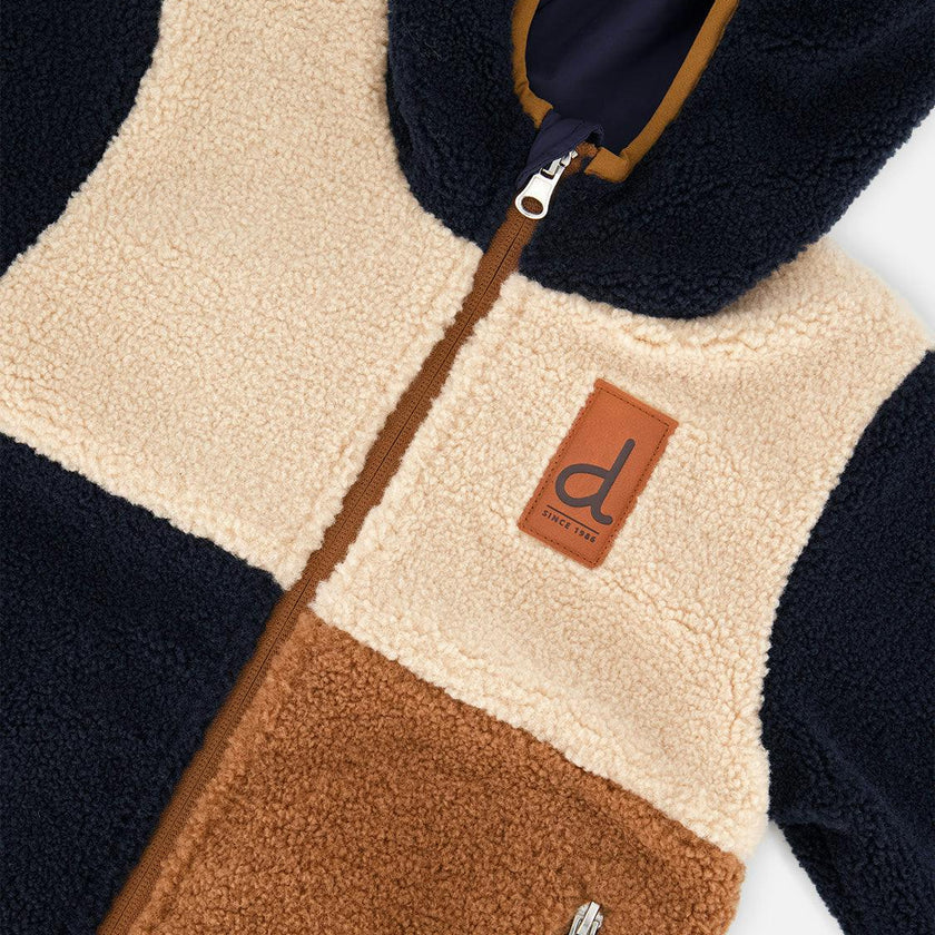 Baby Reversible Mid-Season Jacket Dark Blue, Beige and Brown