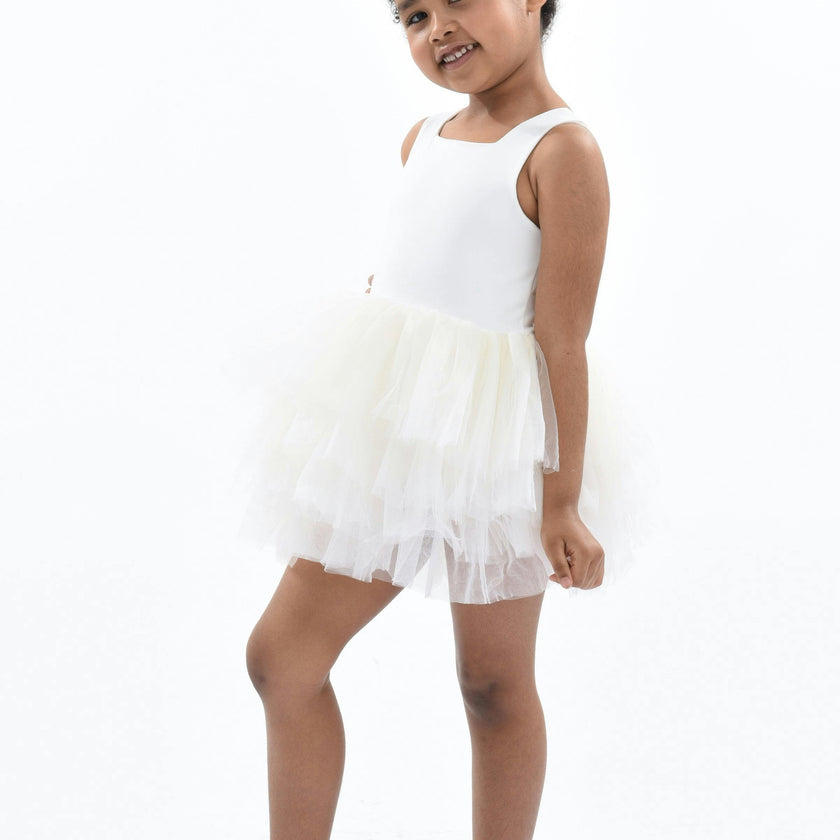 White Solid Tutu Dress