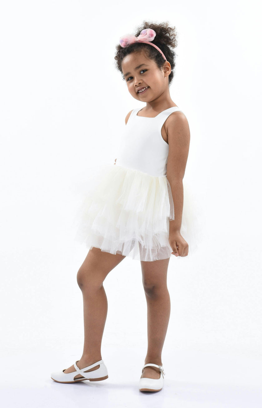 White Solid Tutu Dress