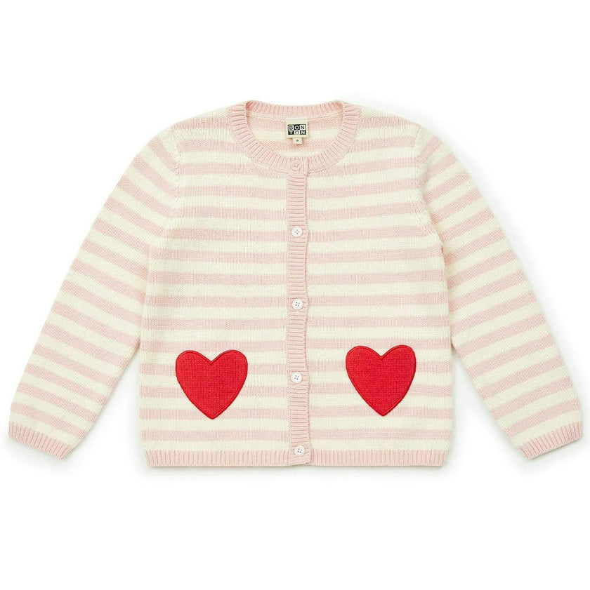 BONTON Madeleine Rose Heart Pocket Cardigan