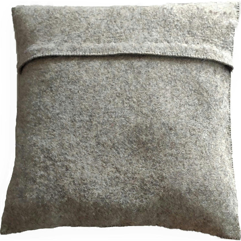 Hand Felted Wool Pillow Cover, Cream Peace Sign Gray, 20"