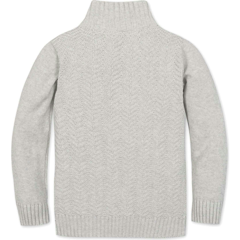 Organic Long Sleeve Half Zip Cable Pullover Sweater, Grey