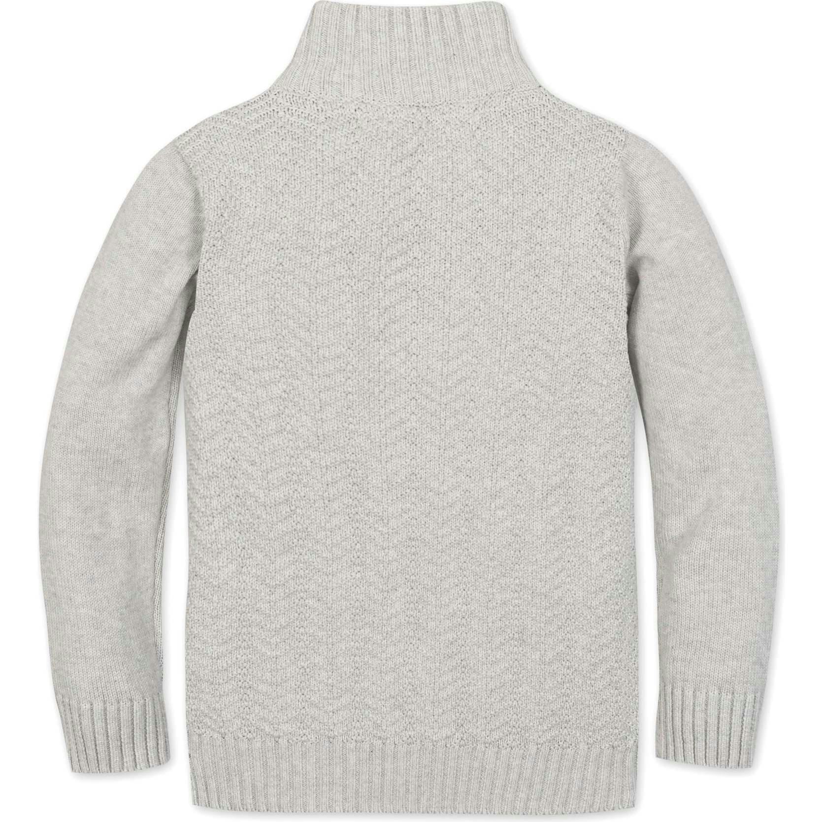 Organic Long Sleeve Half Zip Cable Pullover Sweater, Grey