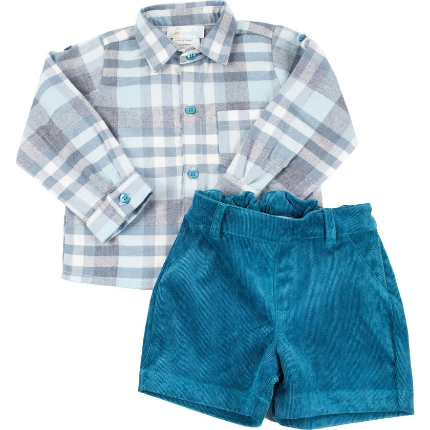 Teal Flannel Shirt Set