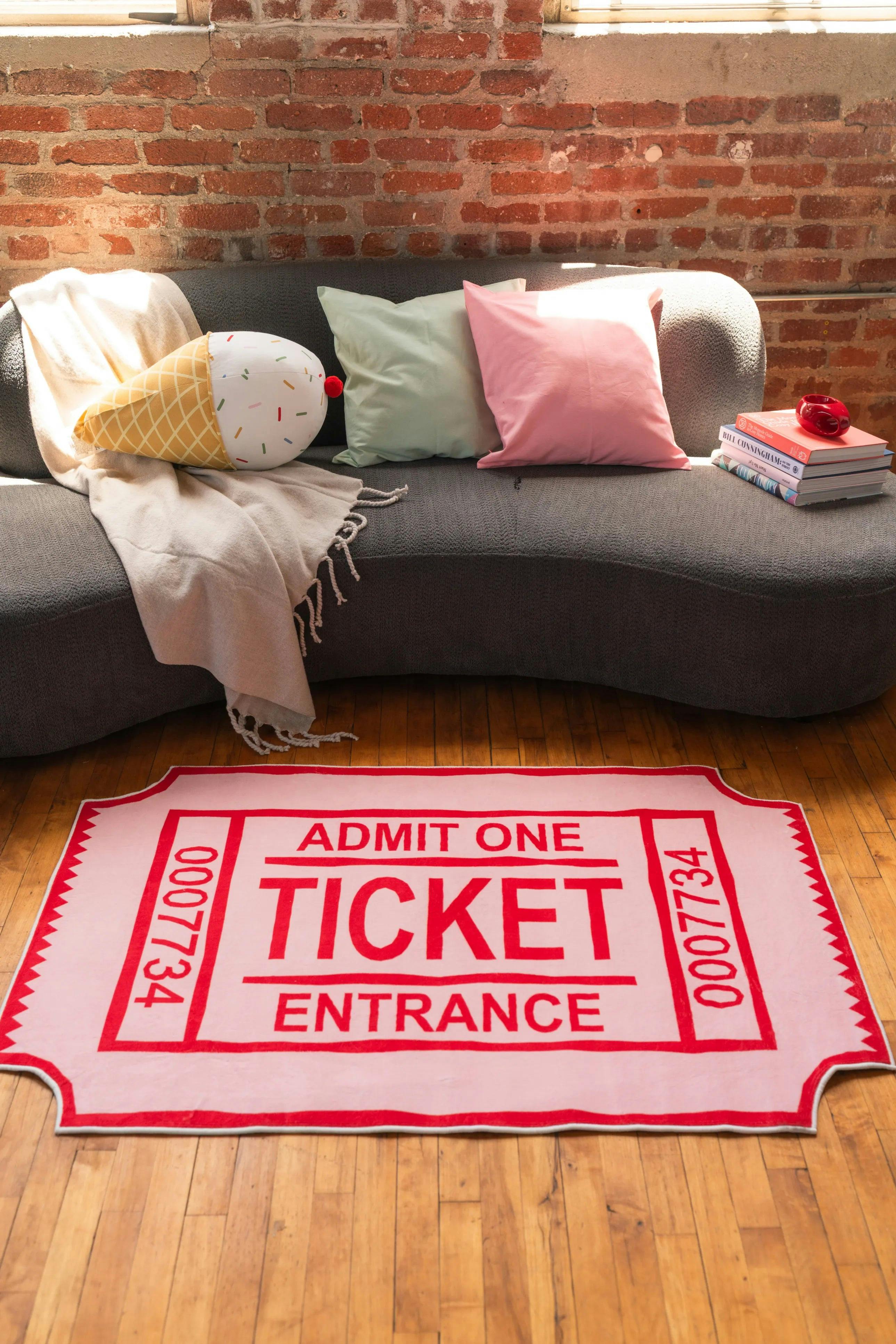 Red Ticket Abstract Rug by Elizabeth Bay