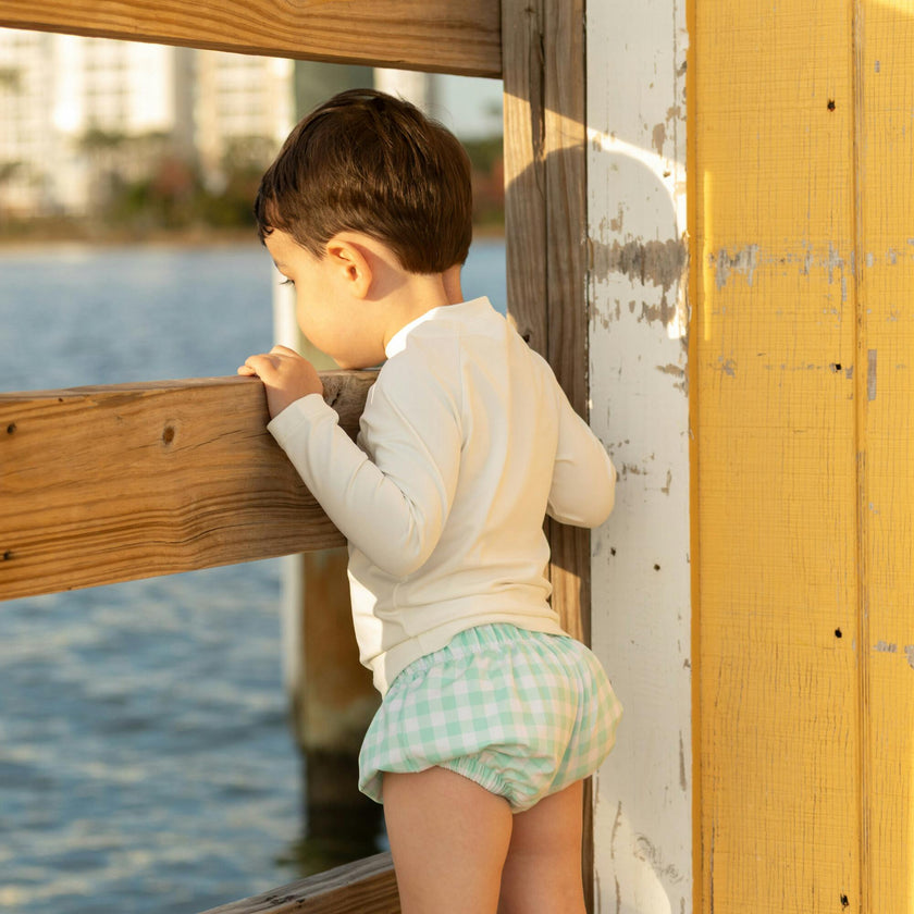 Swim Shorties in Harbour Breeze Gingham