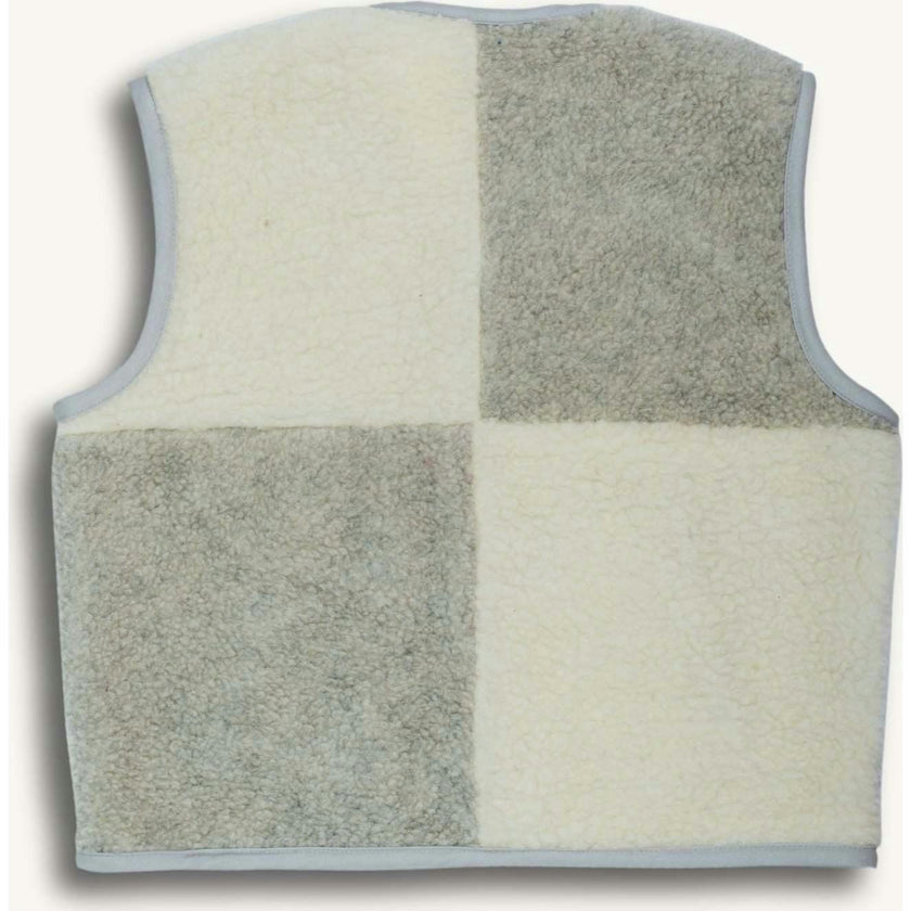 adult merino wool vest - cream & grey