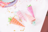 Packed Party Garden Party Carrot Easter Party Crackers Set of 6 - Gold Foil Carrot-Shaped Poppers with Multicolor Confetti and Metal Charm Surprises, 8-9 Inch