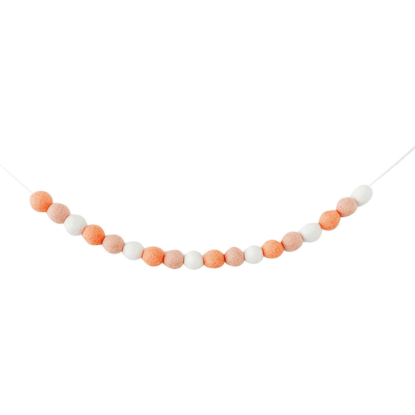 Pom Pom Wool Felt Garland - Pink & White