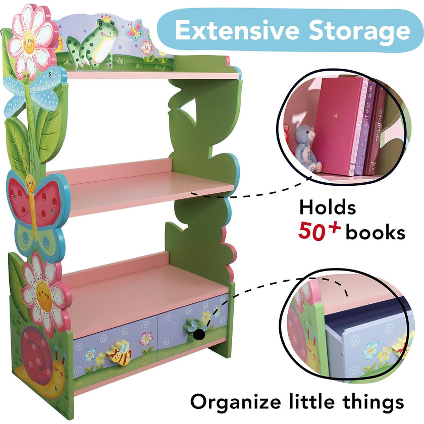 Fantasy Fields Magic Garden Wooden Bookshelf + Storage Drawers