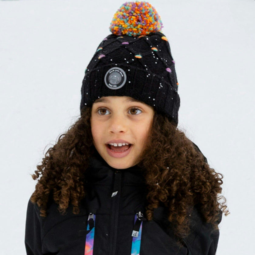 Lined Knit Pompom Hat with Little Sequins