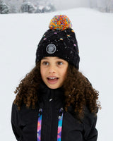 Lined Knit Pompom Hat with Little Sequins