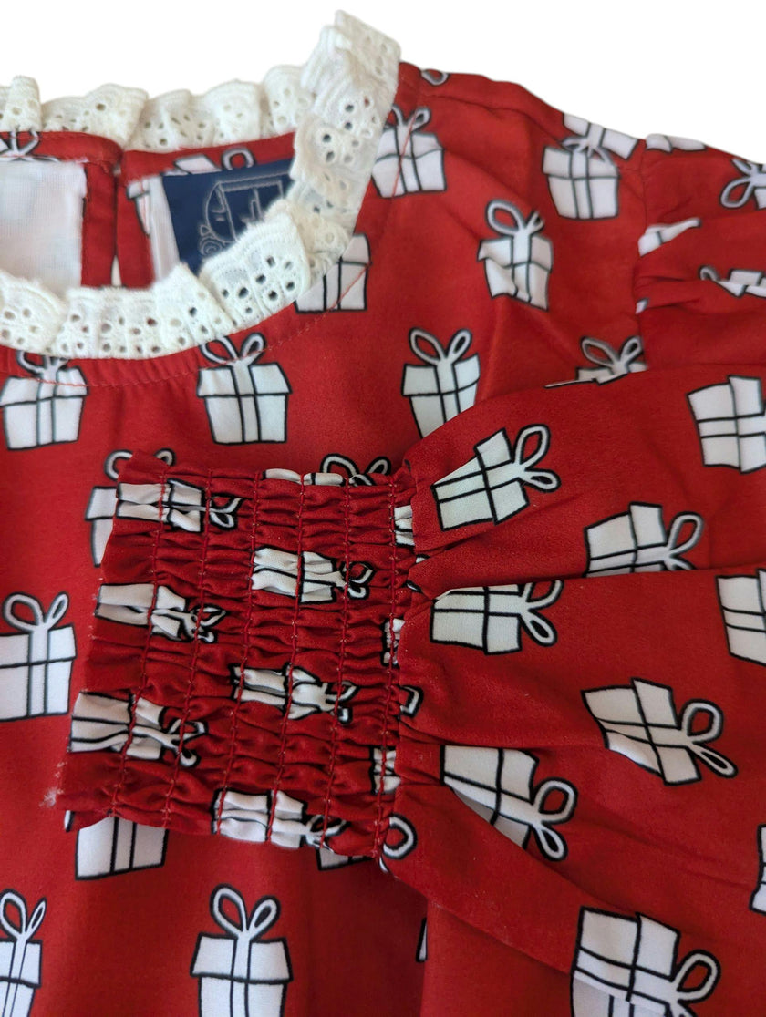 Holiday Presents Tiered Tween Long Sleeves Dress