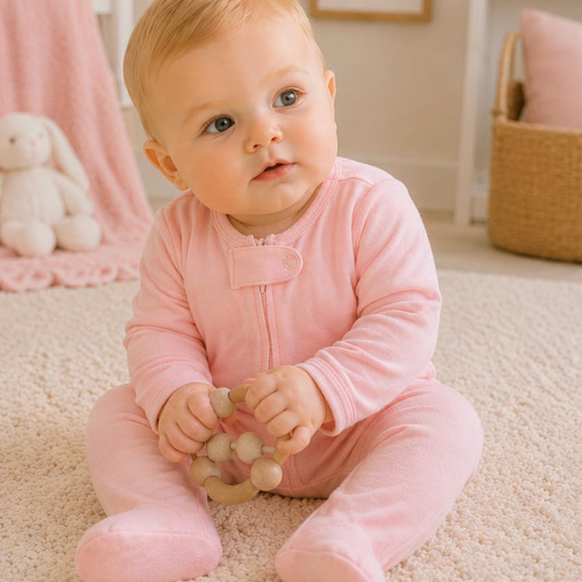 Pink Baby Footie Pajama | 100% Pima Cotton, Hypoallergenic