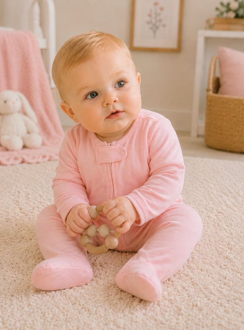 Pink Baby Footie Sleeper | Hypoallergenic Pima Cotton