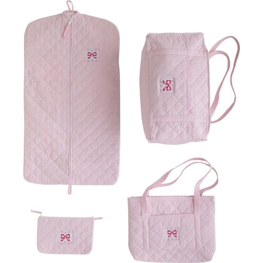 Quilted Luggage - Pink Bow