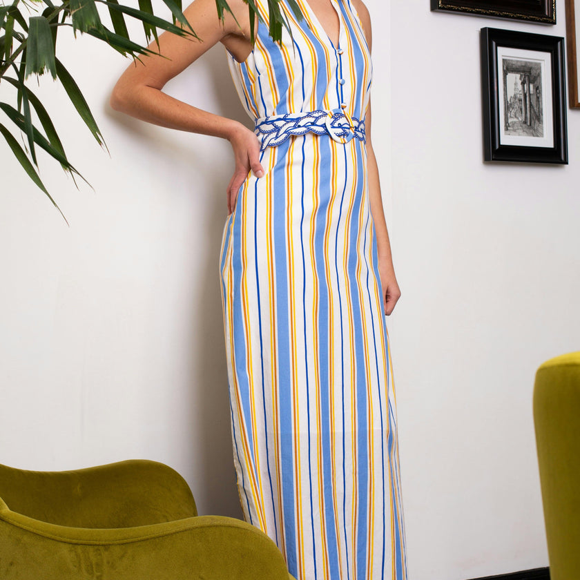 Jill Coastal Stripe Midi Dress