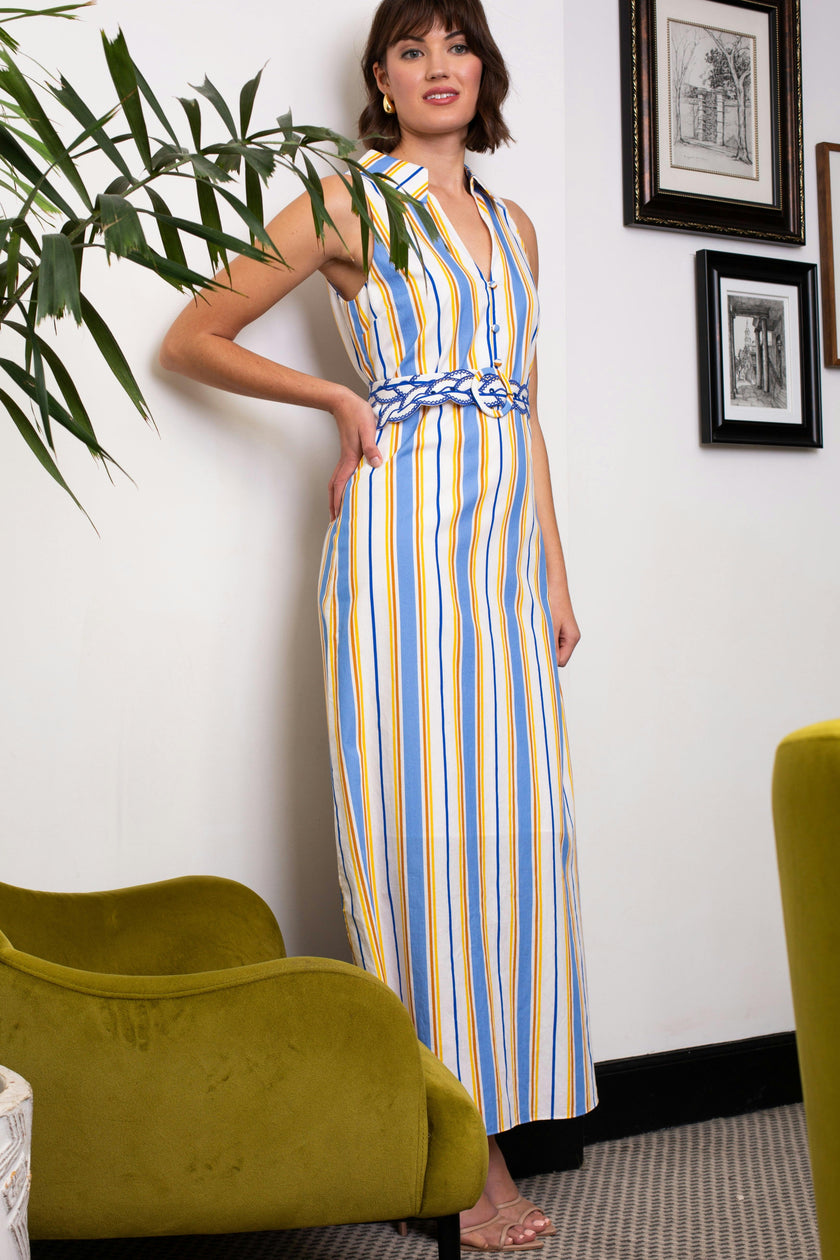 Jill Coastal Stripe Midi Dress