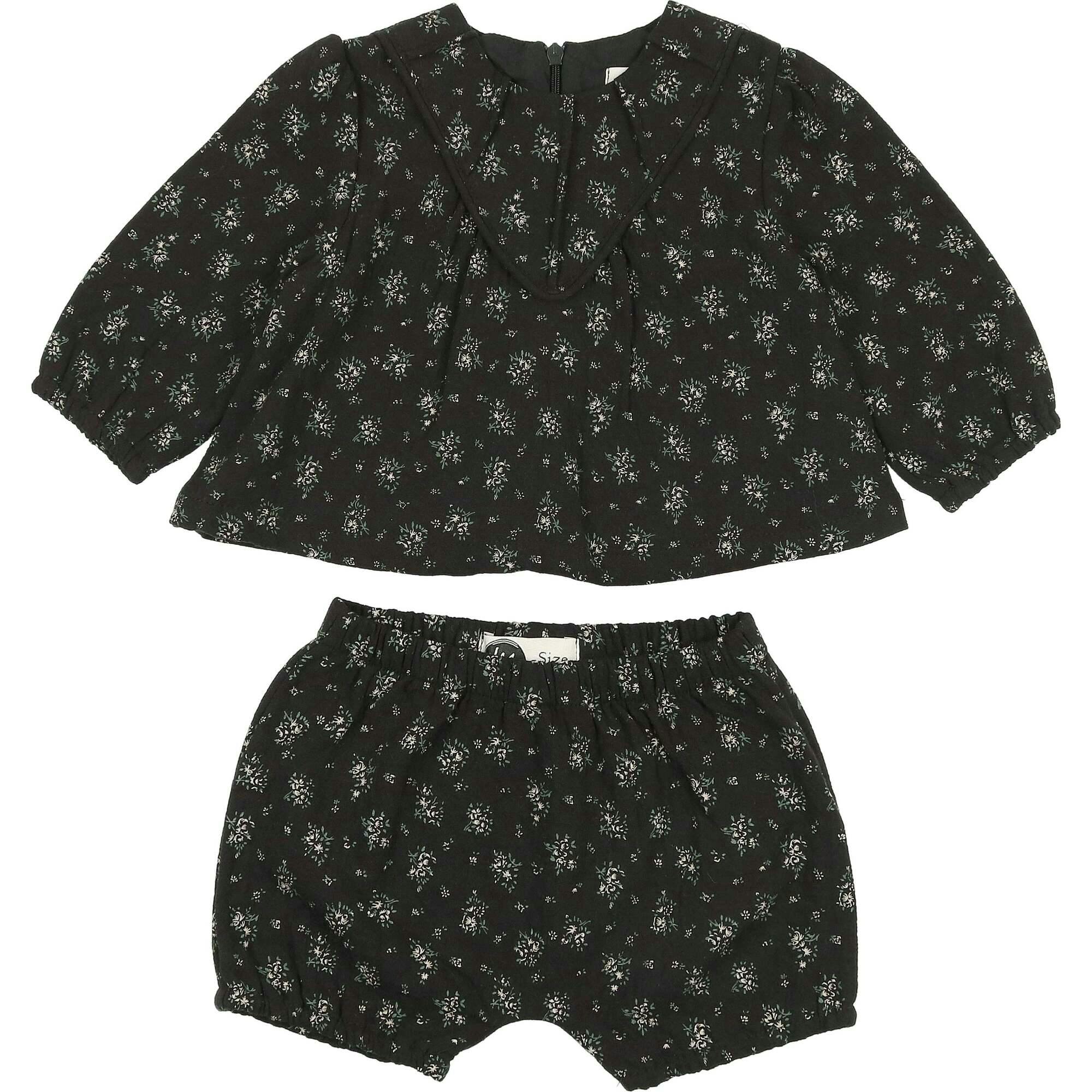 Winter Forest Long Puff Sleeve Top & Short 2-Piece Set