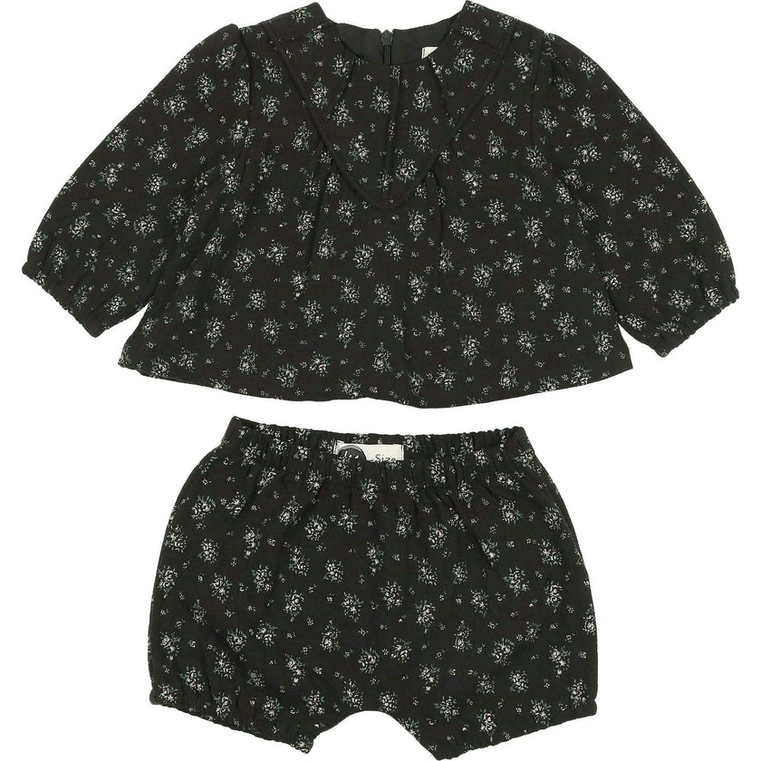 Winter Forest Long Puff Sleeve Top & Short 2-Piece Set