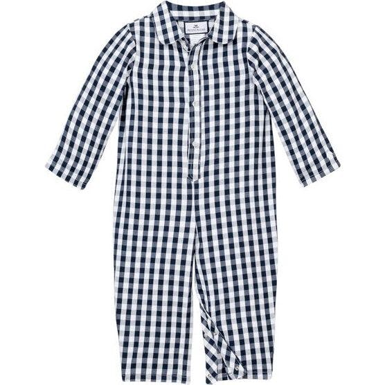 Baby's Twill Classic Romper in Navy Gingham