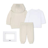 Beige Logo Baby Hoodie Set