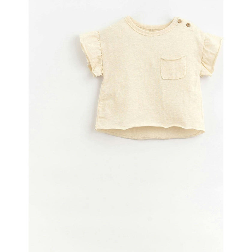 Ruffle Sleeve 2-Buttoned T-Shirt