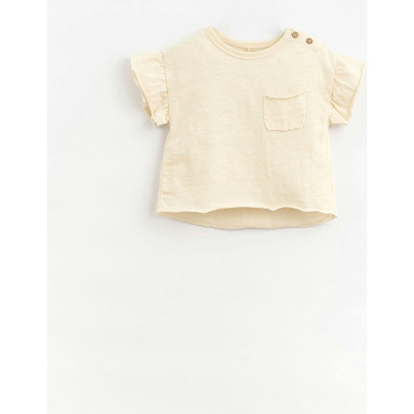 Ruffle Sleeve 2-Buttoned T-Shirt