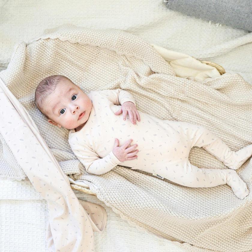 Elegant Leaves Footie and Beanie Set