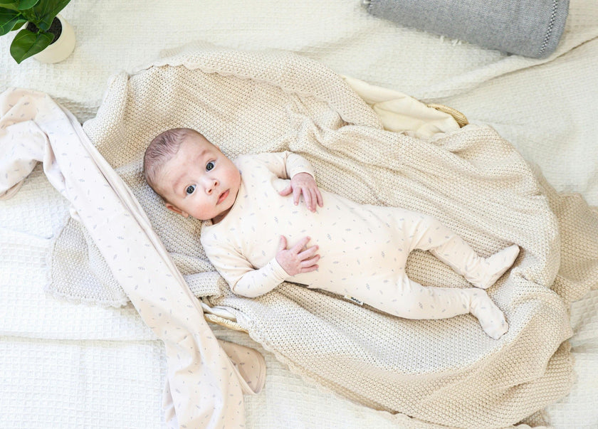 Elegant Leaves Footie and Beanie Set