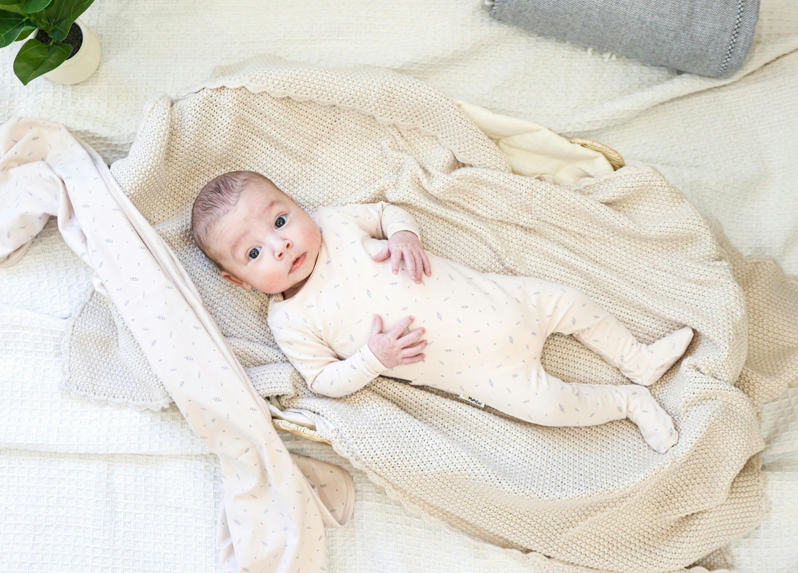 Elegant Leaves Footie and Beanie Set