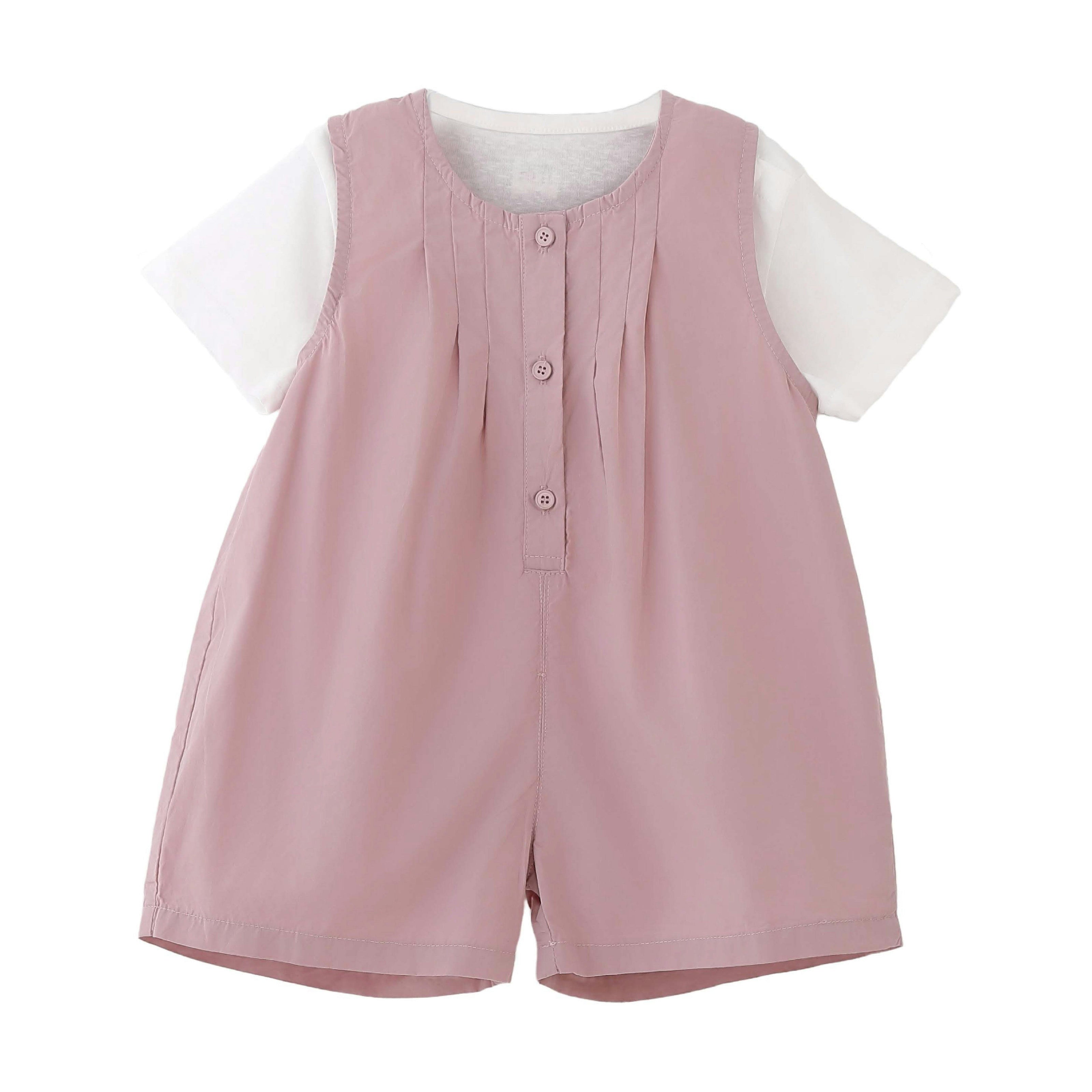 Pink Button Romper Set