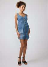 Sleeveless Soft Denim Maternity Romper