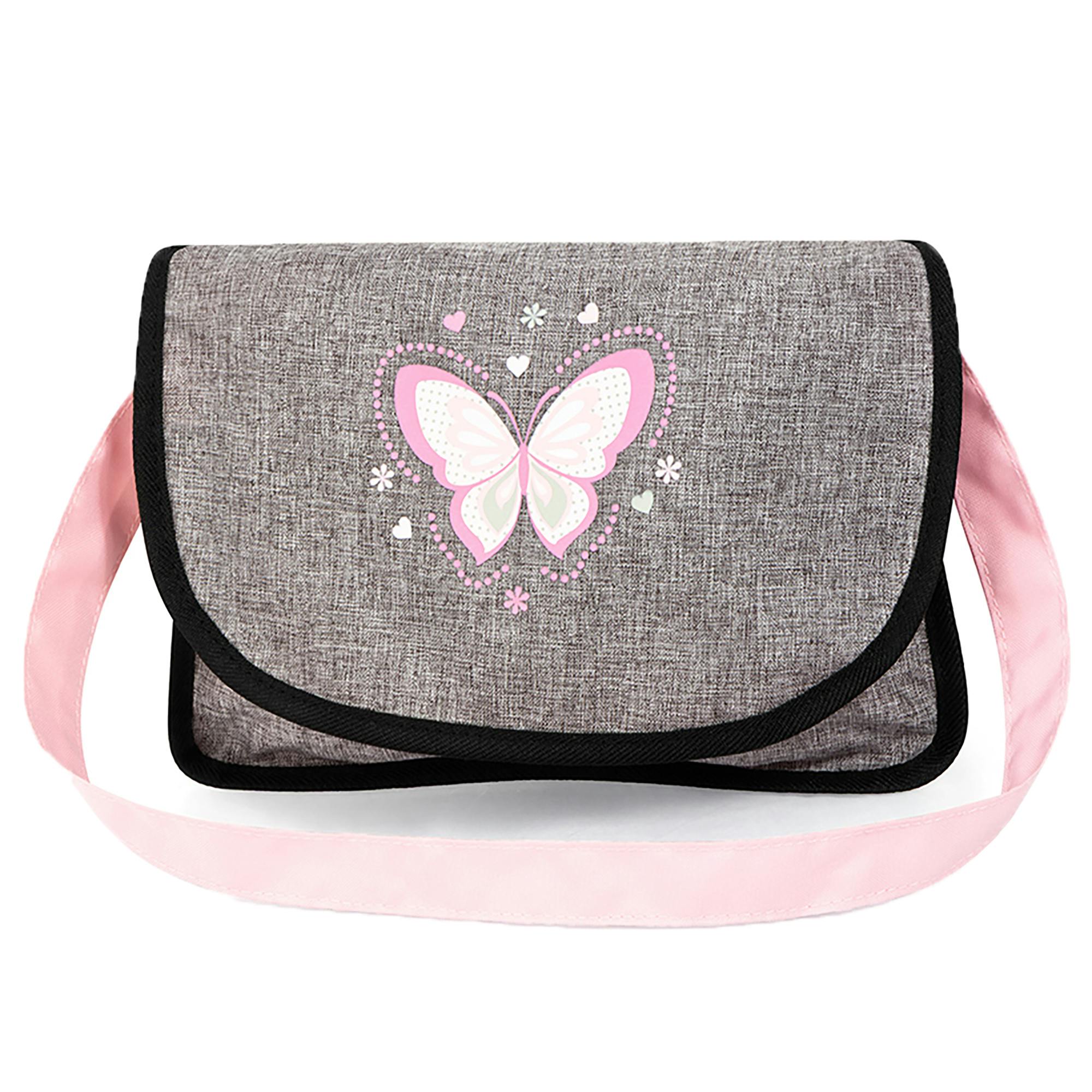 Bayer Design Dolls: 9-In-1 Travel Bed Set - Grey, Pink, Butterfly