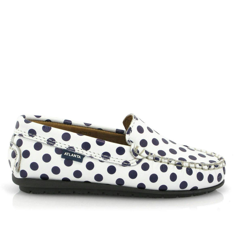 Dots Smooth Leather Walkers, White
