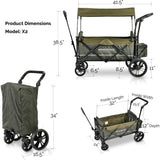 Pull & Push Double Stroller Wagon 2 Seater with Magnetic Seatbelt Buckles