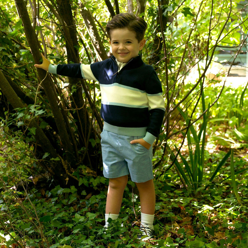 Blue Chambray Shorts
